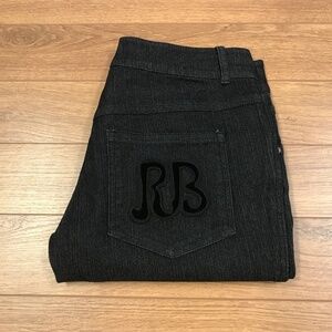 Rocco Barocco Jeans Size 28 Dark Wash RB Logo Back Pocket Y2K Designer Italy